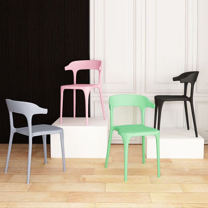 Open Back Dining Side Chair Contemporary Plastic Dining Armless Chair