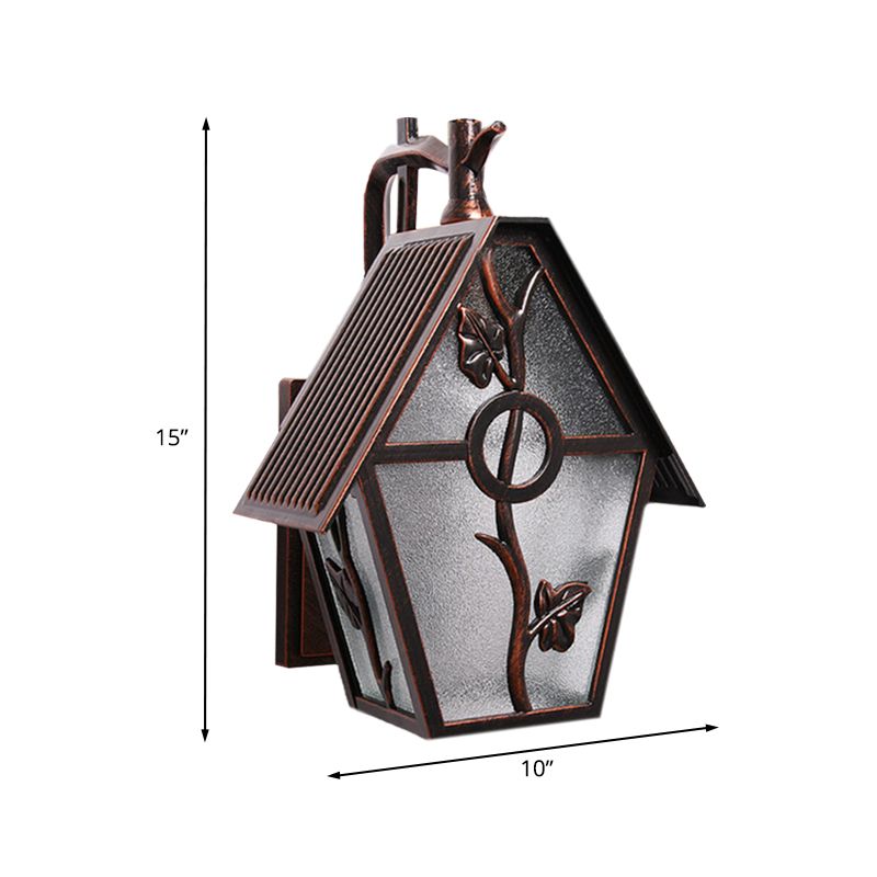 Countryside House Sconce Lighting 1 Bulb Seeded Glass Wall Mounted Lamp Fixture in Copper