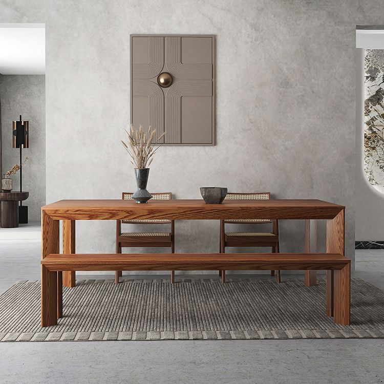 Industrial Rectangle Dining Room Table Solid Wood Fixed Kitchen Desk