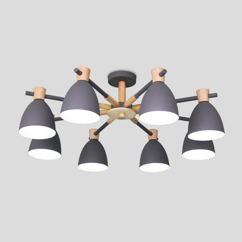 Cone Shape Hanging Chandelier Modern Macaron Style Metal Multi Light Hanging Lamp