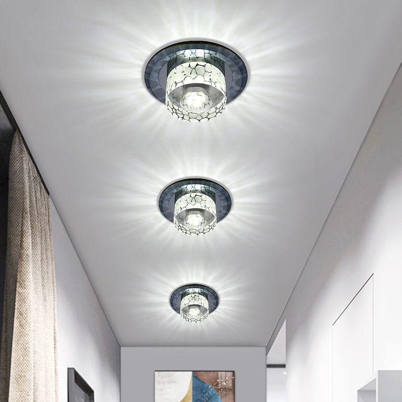 Circular LED Flush Mount Light Simplicity Crystal Corridor Flush Mount Ceiling Light