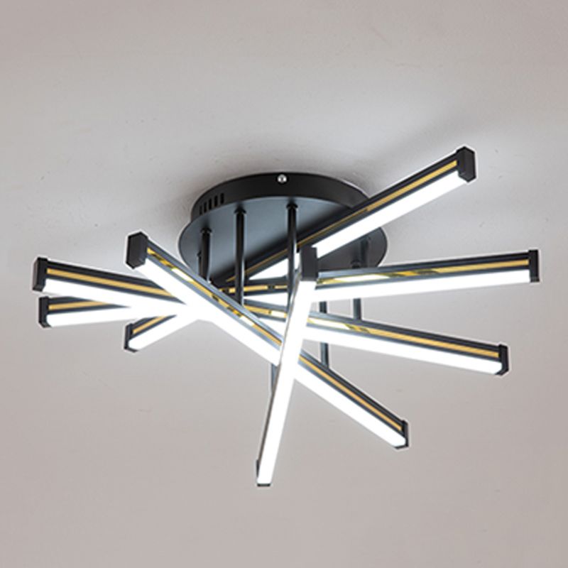 Line Shape LED Creative Ceiling Lamp Modern Iron Flush Mount for Living Room
