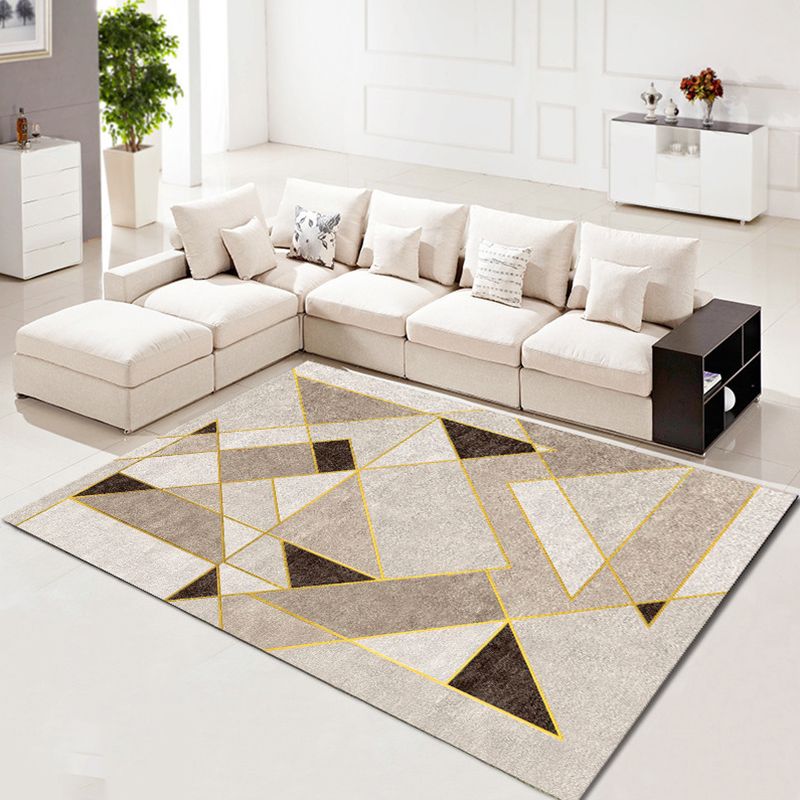 Multi Color Simplicity Rug Polypropylene Geometrical 3D Printed Carpet Machine Washable Non-Slip Pet Friendly Rug for Living Room