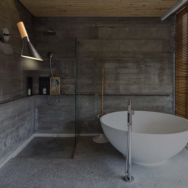 Cone Shape Wood Vanity Sconce Light Modern Style 1-Light Vanity Mirror Lights