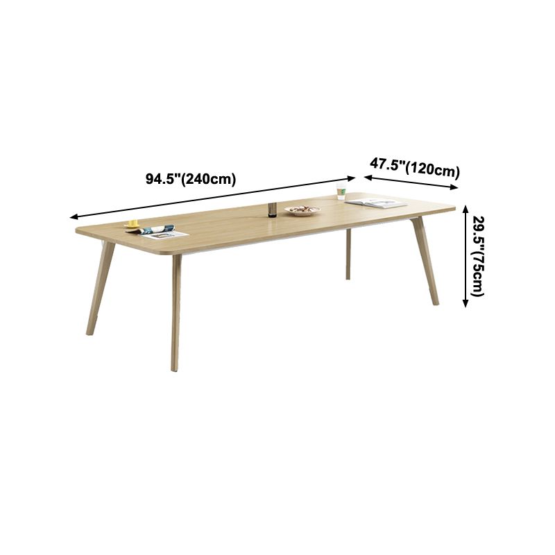 Mesa rectangular contemporánea de madera maciza, mesa superior de madera con 4 patas