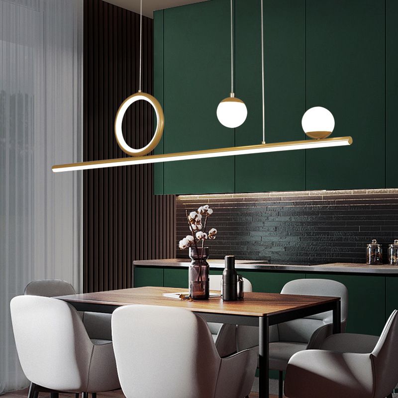 Nordic Metal Island Light Gold Geométrico 4 Lights Island Colgante para comedor