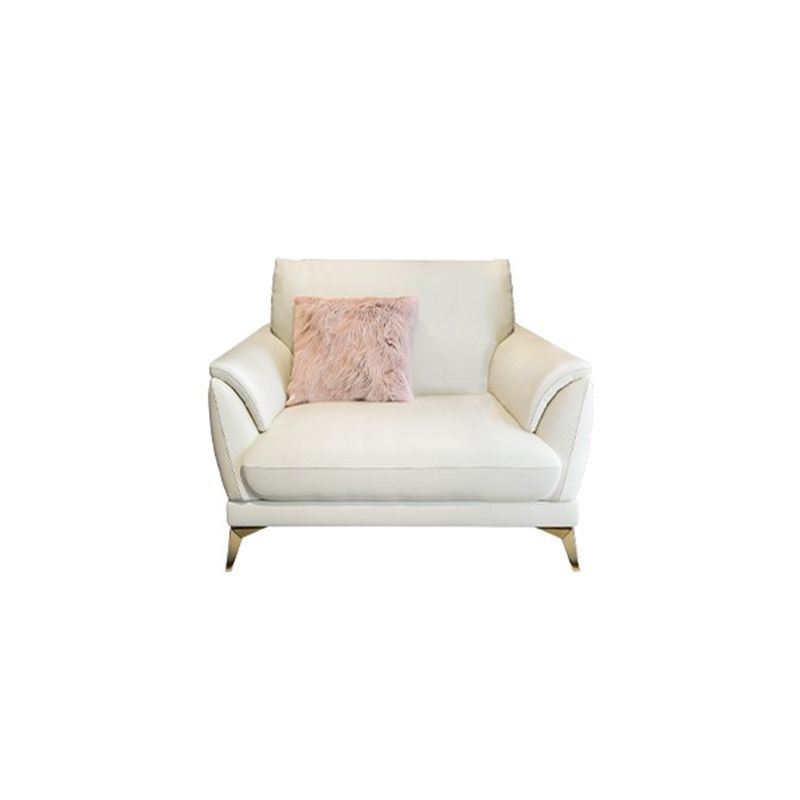 Stain Resistant Leather Contemporary Standard Settee Bench in White