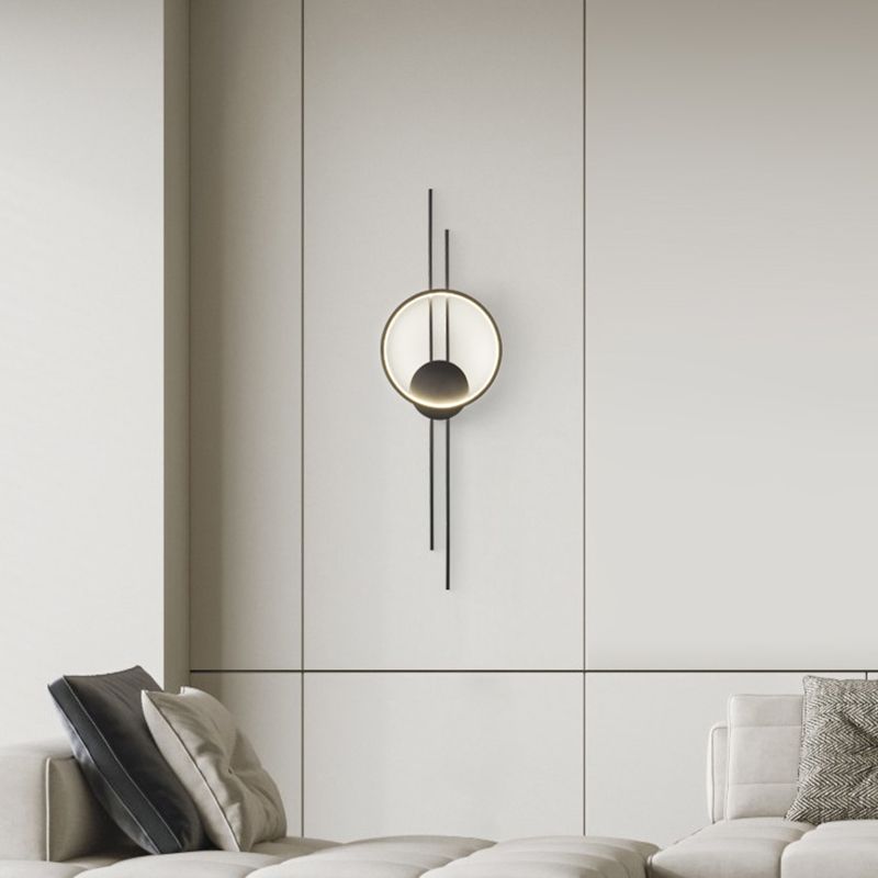 Single Contemporary Golden/Black Wall Mounted Sconce LED Linear Wall Light for Hallways