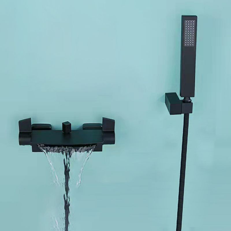 Modern Wall Mounted Copper Tub Filler Low Arc Waterfall Tub Faucet Trim