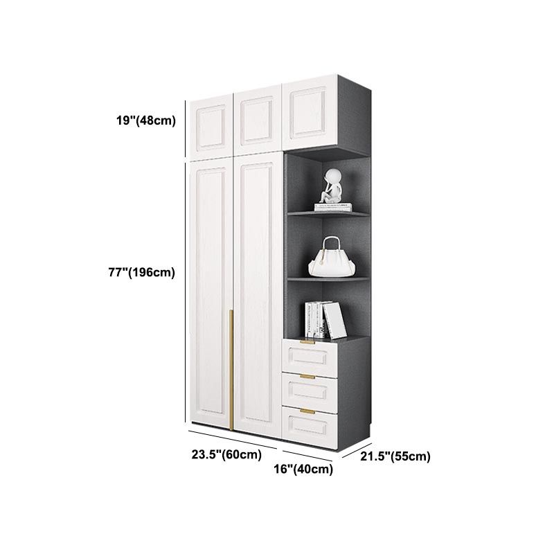 Modern Style Wardrobe White Colour Wooden Wardrobe Closet with Drawer