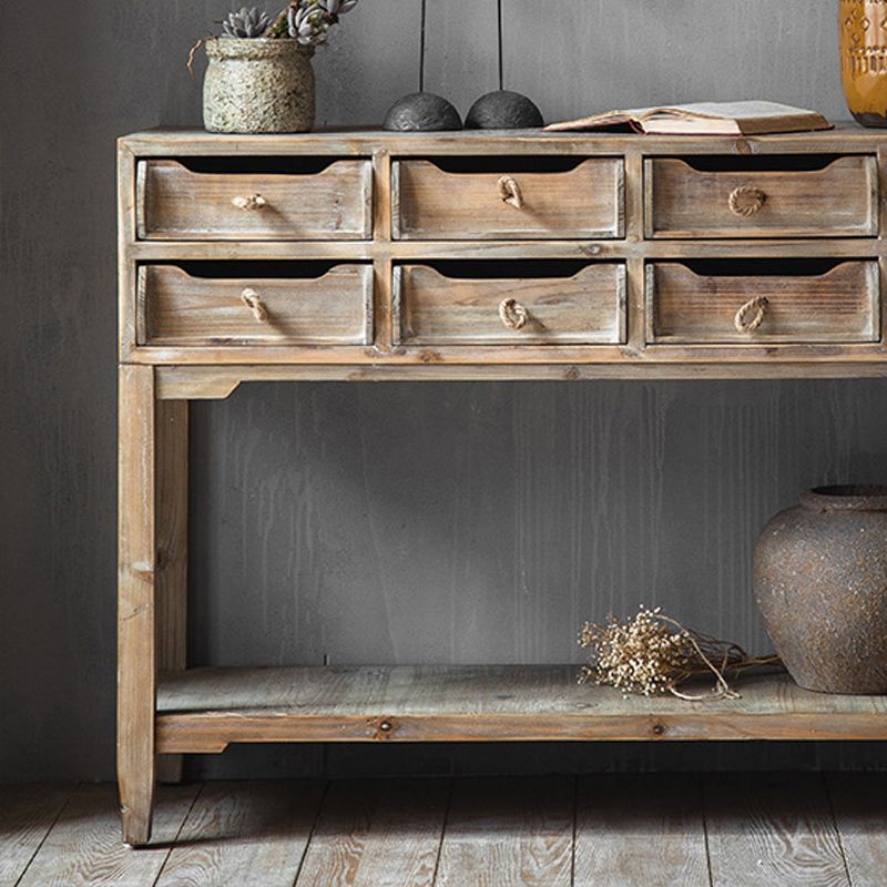 Industrial Distressed Wood Accent Cabinet in Brown with Drawers