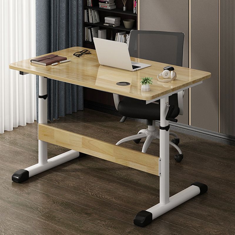 Adjustable Height Wood Office Desk Cable Management Rectangular Writing Desk