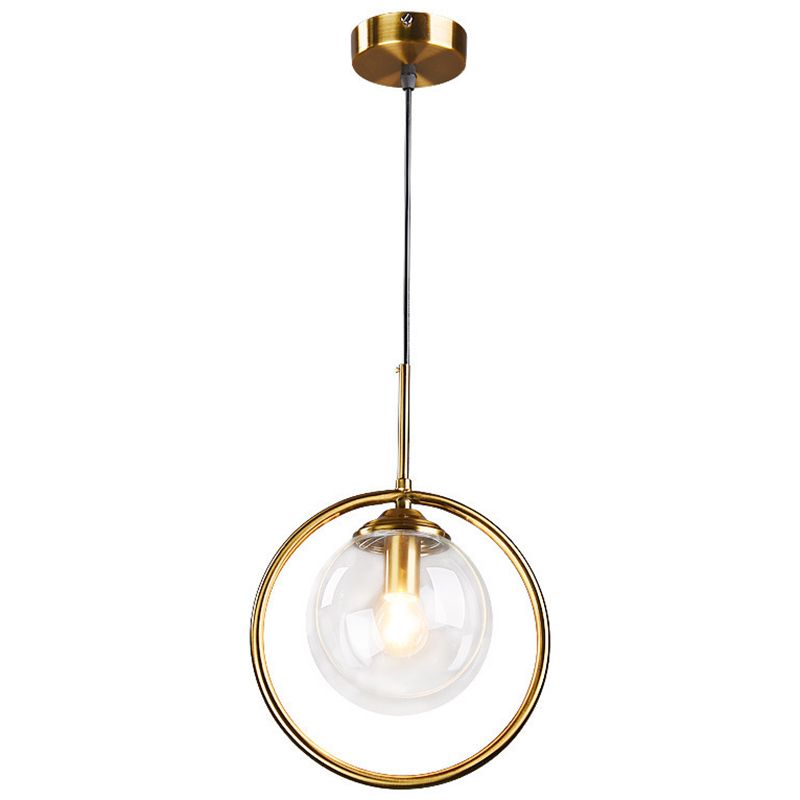 Spherical Pendant Lighting Contemporary Style Glass Clear Pendant Light Fixture for Bedroom
