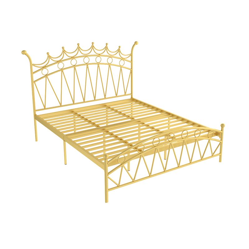Contemporary Metal Crown High Bed Frame Open-Frame Wire-Grid Bed