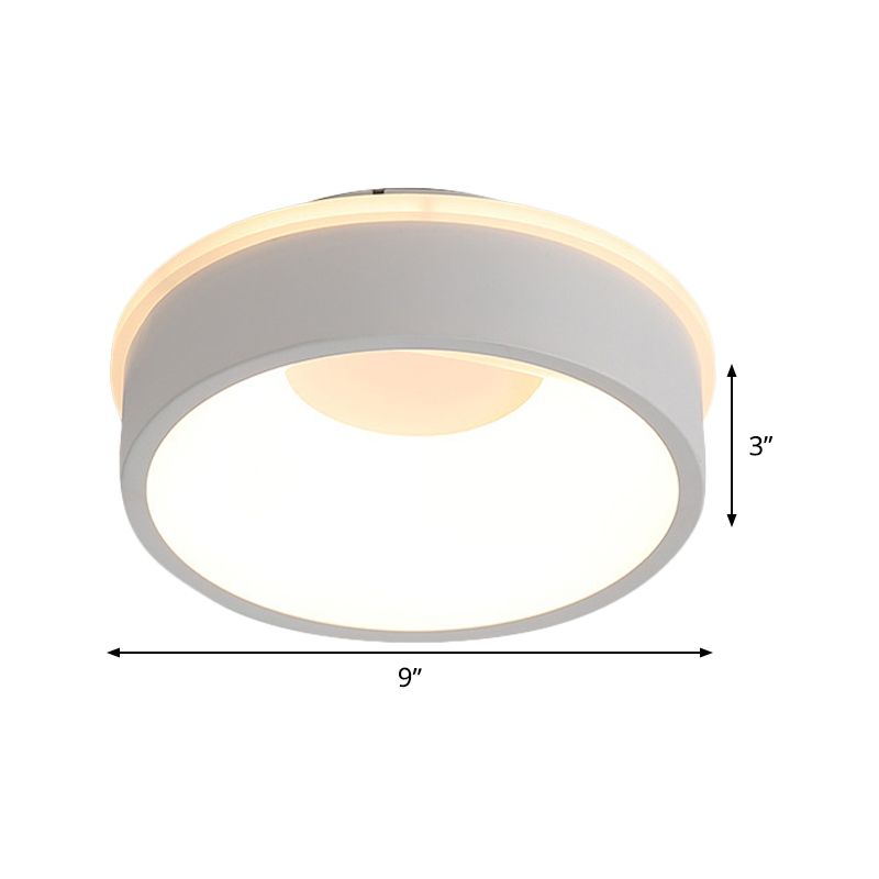 Nordic Hollowed Triangle/Round/Square Flush Lamp Metallic LED Foyer Ceiling Mounted Light in Grey/White