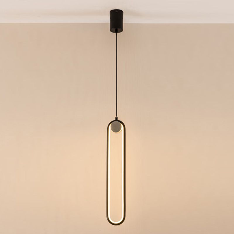 Contemporary One-Light Black Metal Oval Pendant Lighting for Dinning Room Cafe