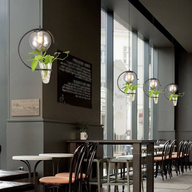 1 Light Hydroponics Botany Pendant Light moderne moderne Minimaliste en verre sphérique Salle de restauration