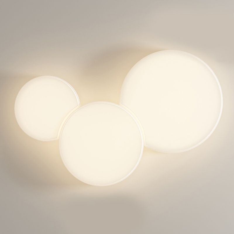 Modern Metal Flush Mount Geometric Shape Ceiling Light with Plastic Shade for Living Room