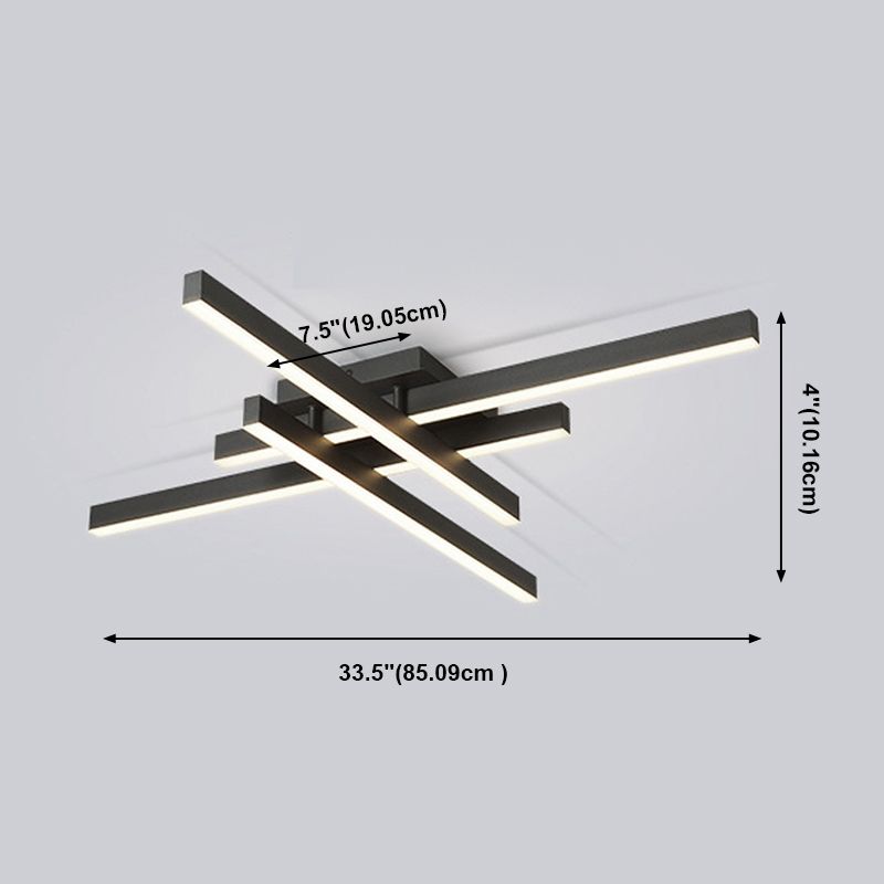 Plafonnier LED noir en acrylique, plafonnier linéaire en aluminium de Style moderne pour espaces intérieurs