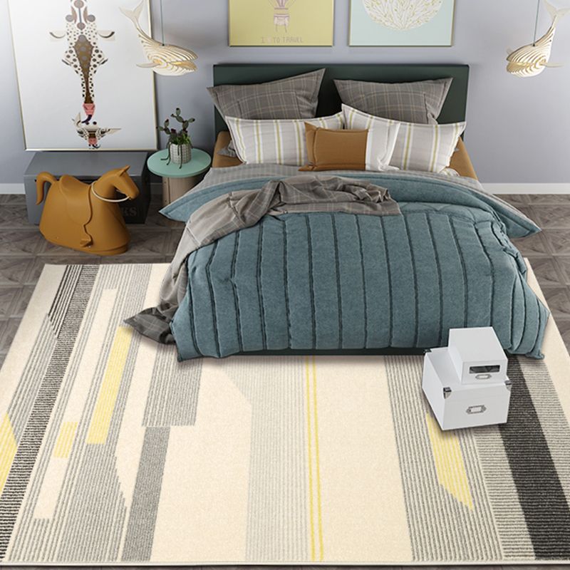 Multi Color Simple Rug Polypropylene Geometric Print Indoor Rug Anti-Slip Backing Pet Friendly Area Carpet for Living Room