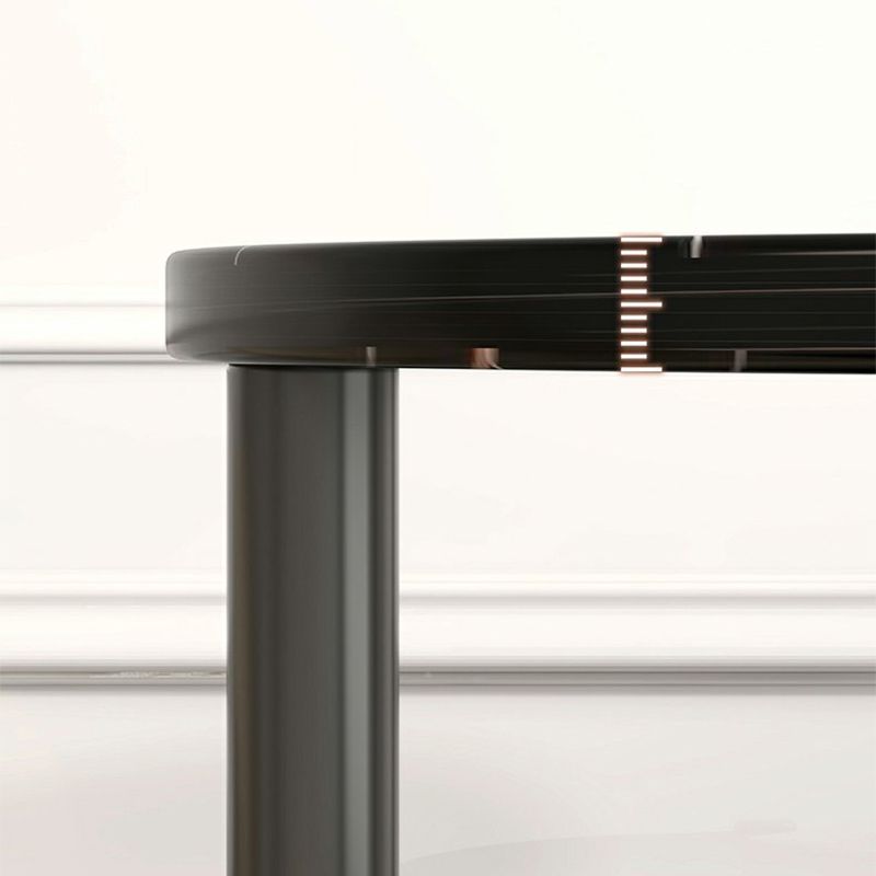 Glam Metal Side Table with Shelves Geometric Stone Top Accent Side Table