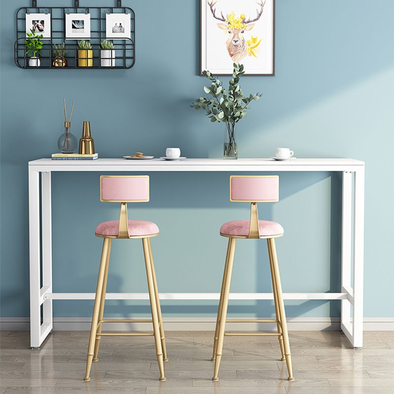 Glam Low Back Upholstered Dining Stools Round Bar Stools with Footrest