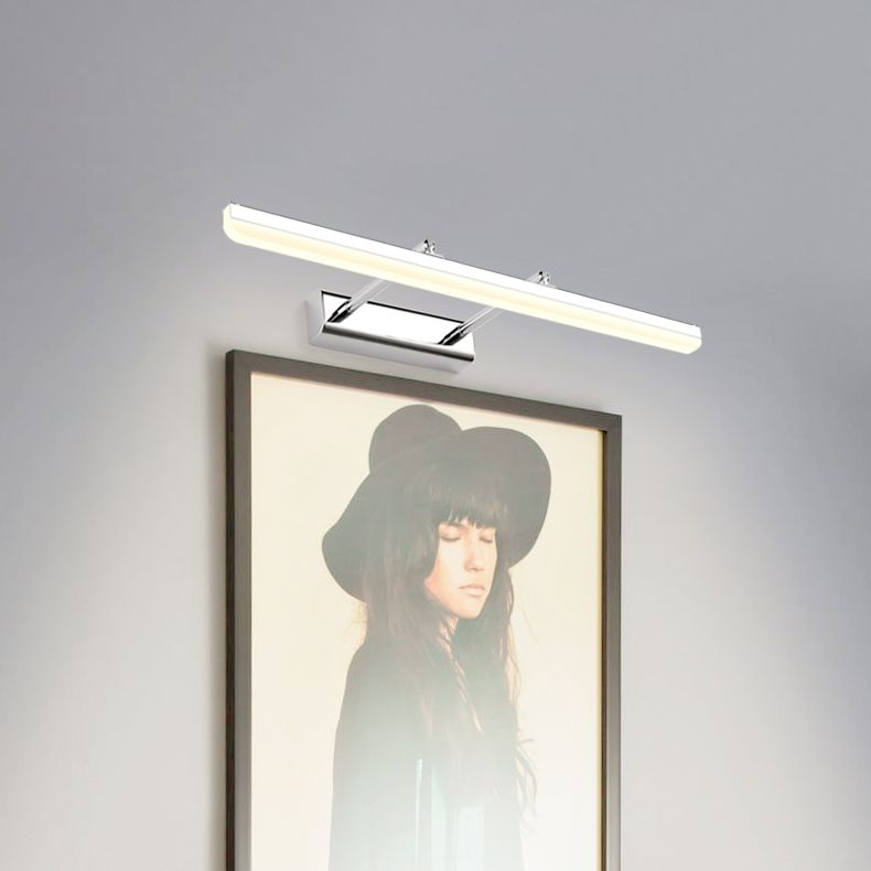 Pronzo della parete a led in argento acrilico in moderna lampada a parete regolabile in acciaio inossidabile per bagno per bagno