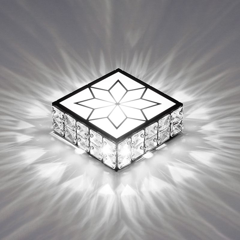 Inlaid Crystal Square Ceiling Lighting Minimalist Black LED Flush Mount Light für Korridor