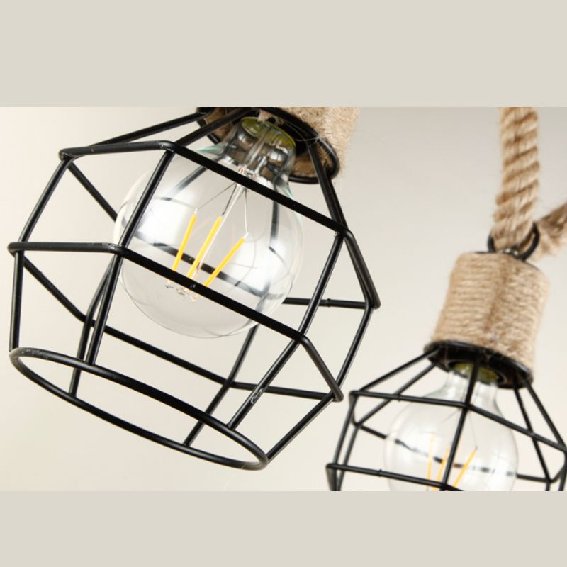 Wood Pendant Lights Rope Island Linear Island Ceiling Light for Dining Room