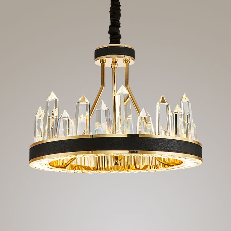 Contemporary Chandelier Light Fixture K9 Crystal Pendant Chandelier in Black