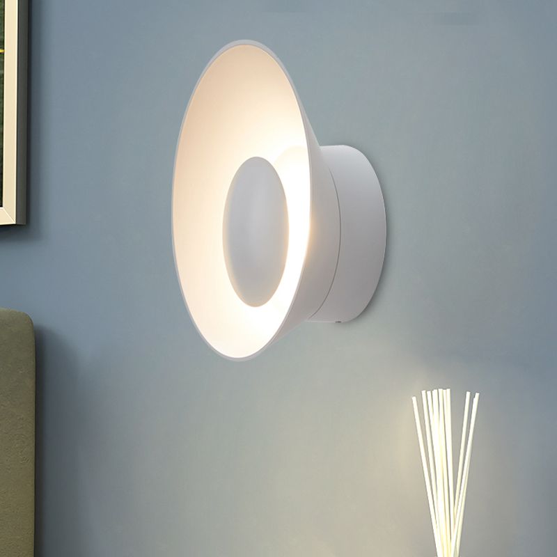 White/Black/Pink Finish Bowl Shape Sconce Light Minimalism LED Aluminum Wall Lamp for Drawing Room