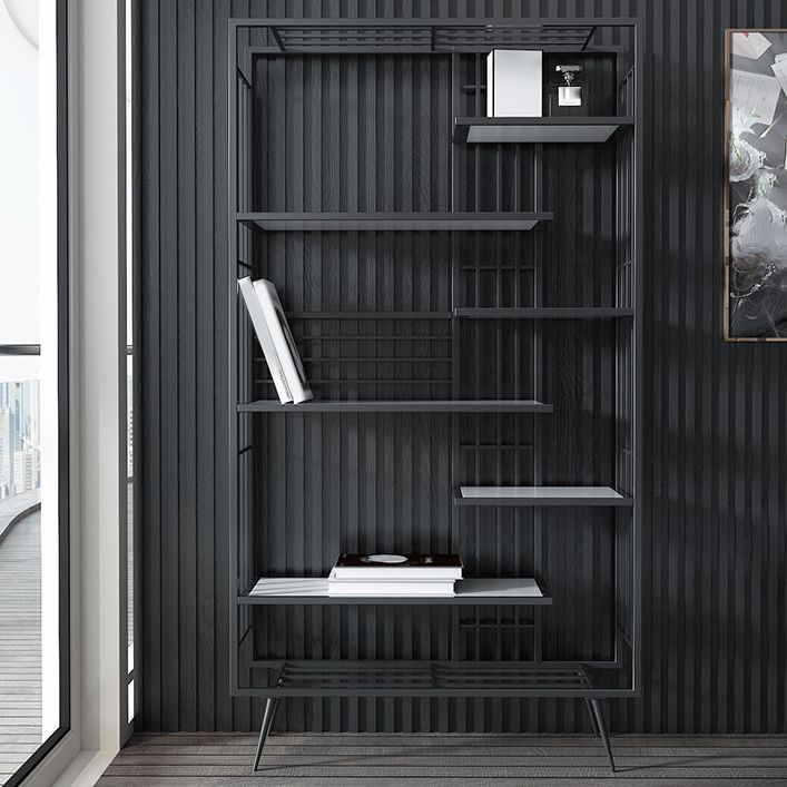 Contemporary Shelf Bookcase Open Storage Metal Bookcase with Shelves