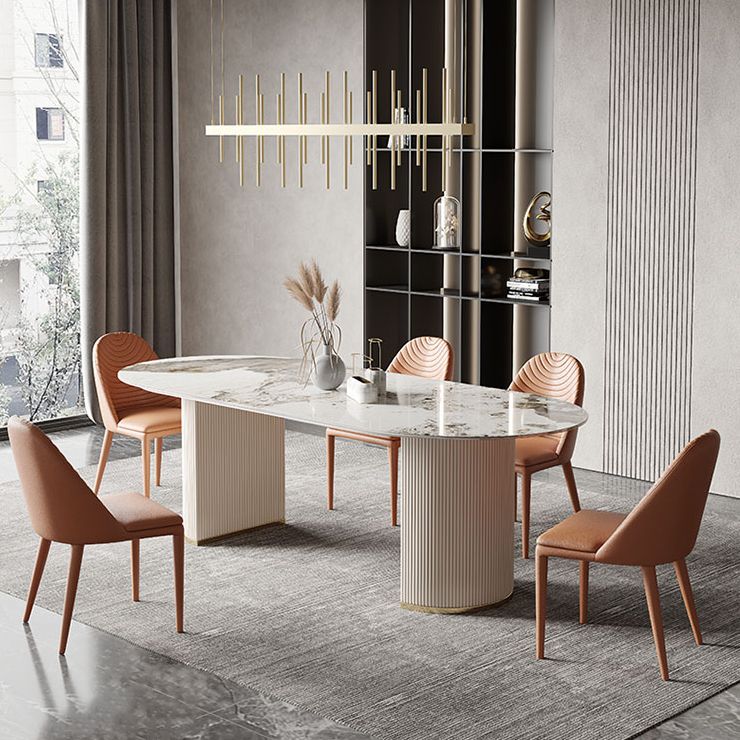 Muebles de lujo tradicionales Oval Pedestal doble mesa de comedor para el hogar