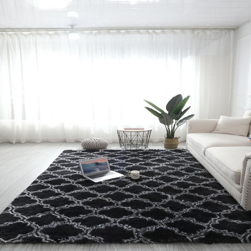 Relaxing Geometry Rug Multi Colored Modern Rug Shaggy Machine Washable Stain Resistant Non-Slip Backing Rug for Home