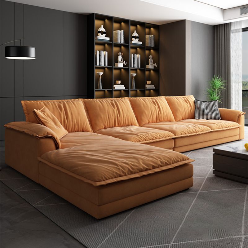 Nordic Stationary Living Room Recessed Arm Pillows Sofa Chaise