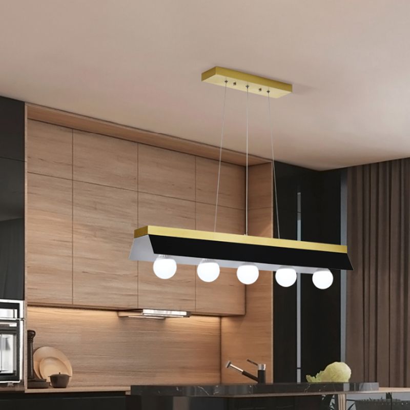 Luce da biliardo a tonalità nera/bianca 3/5 luci illuminazione per isola di legno moderna per il ristorante