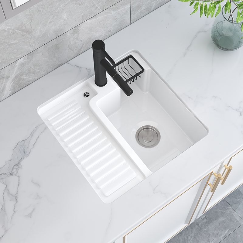 Modern Bathroom Sink Porcelain Rectangular Undermount Bathroom Sink with Pop-Up Drain