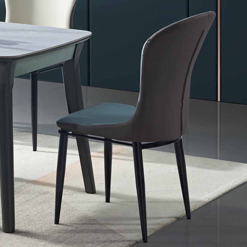 Beige and Blue Dining Chairs Contemporary Armless Dining Side Chair
