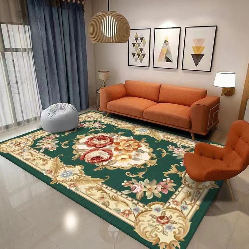 Alfombra de área azul tradicional alfombra de medallón impresa poliéster alfombra alfombra alfombra para salón para salón