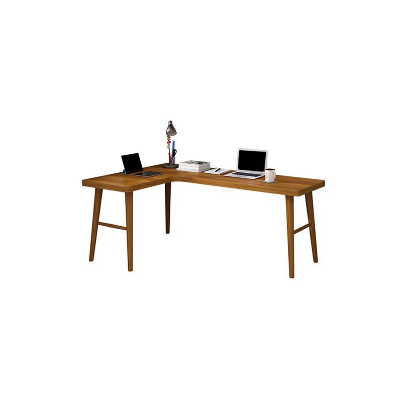 Solid Wood Corner Writing Desk Modern 29.53-inch Tall Office Desk with H-Base