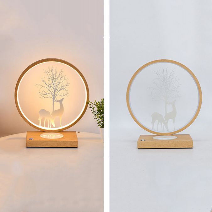 Modern Style Circle Shape Table Light Metal 1 Light Nightstand Lamps for Bedside
