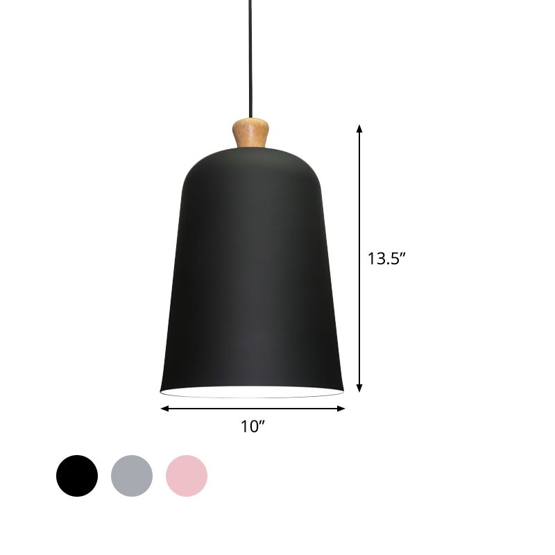 Pink/Grey/Black Bell Pendant Lamp Modern Style 1 Bulb Aluminum Ceiling Lighting for Dining Room