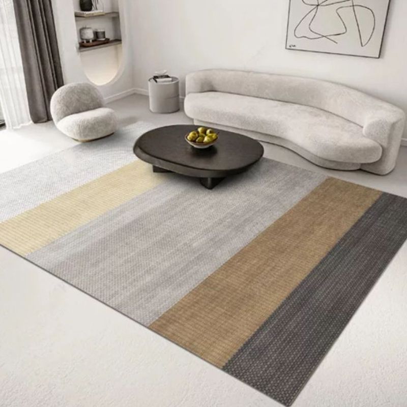 Khaki Modern Area Carpet Geometric Pattern Polyester Area Rug Non-slip Backing Rug for Living Room