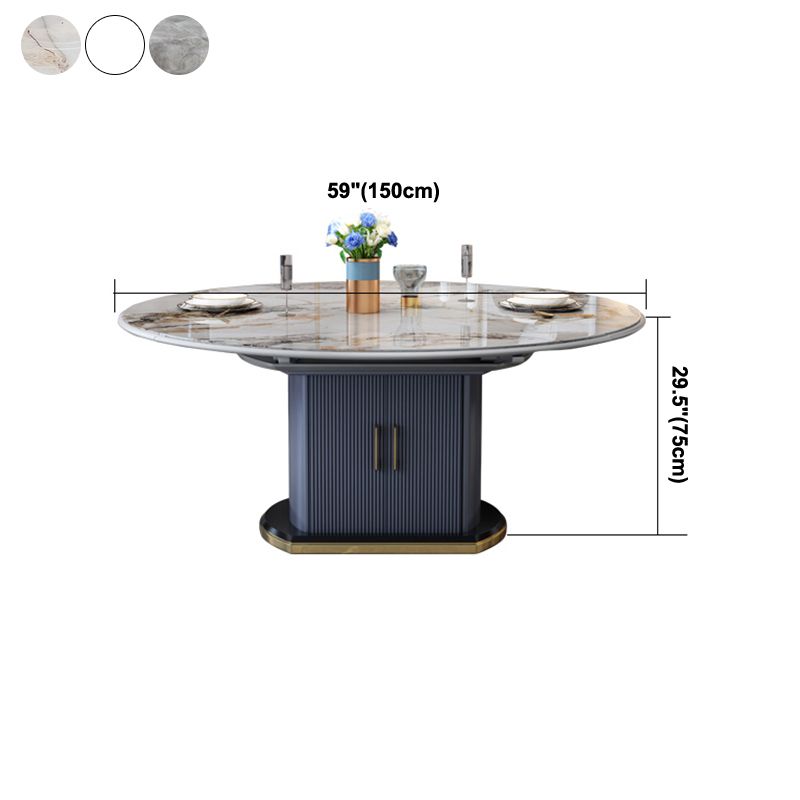 Mesa de comedor redonda tradicional de lujo, mesa de piedra sinterizada con base de pedestal