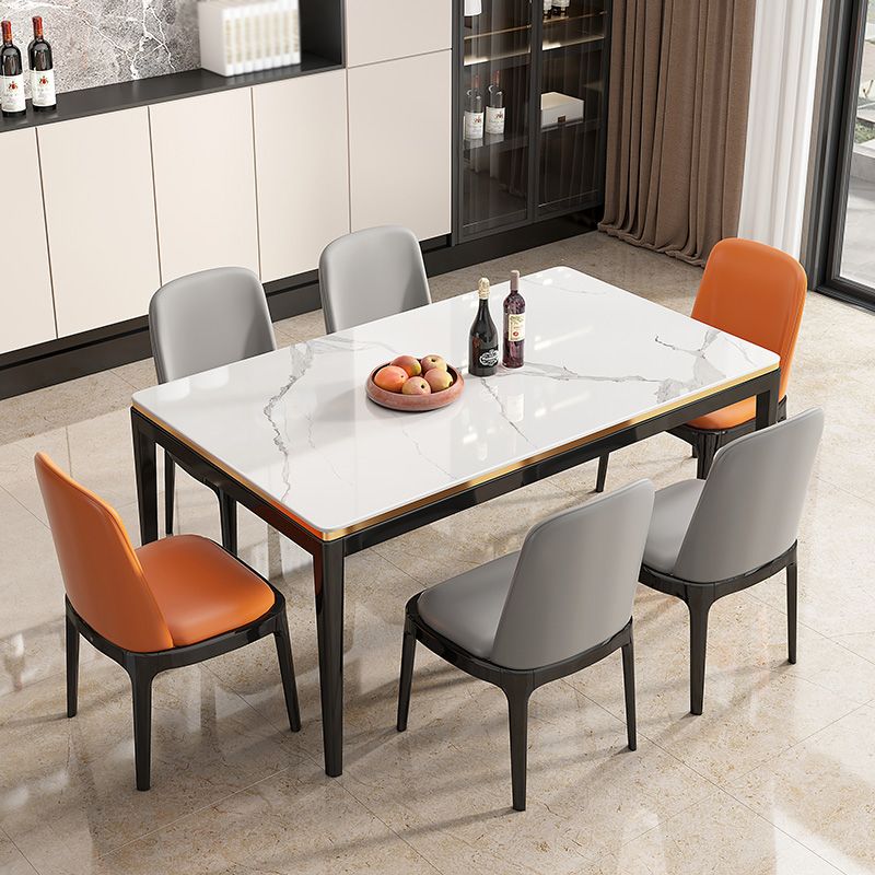 Medieval Modern Sintered Stone Dining Table Rectangle Kitchen Table with 4 Legs