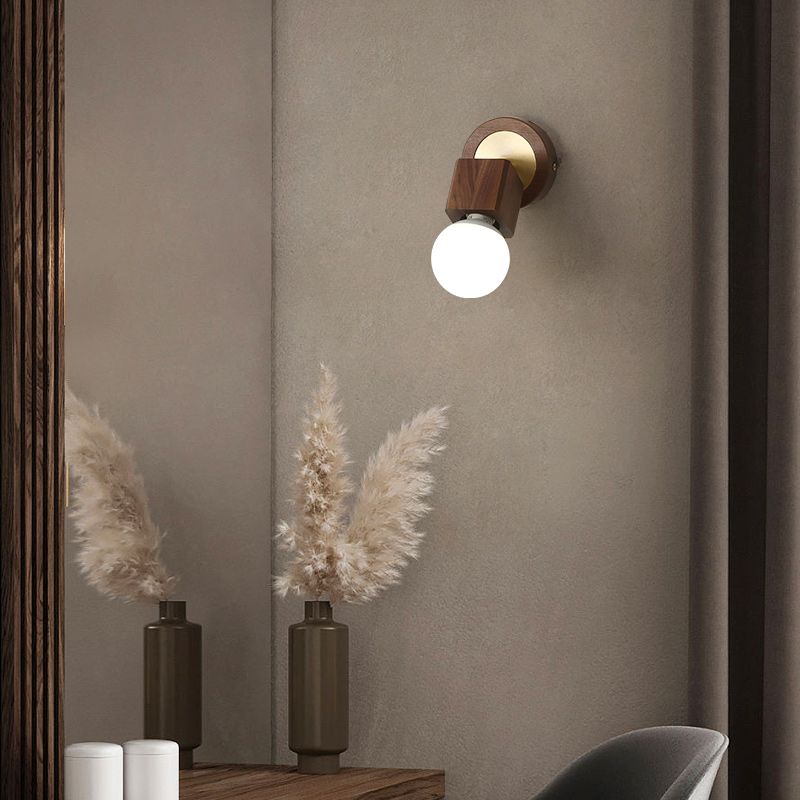 Nordic Style Wooden Wall Light Rectangle Shape Wall Lamp for Living Room