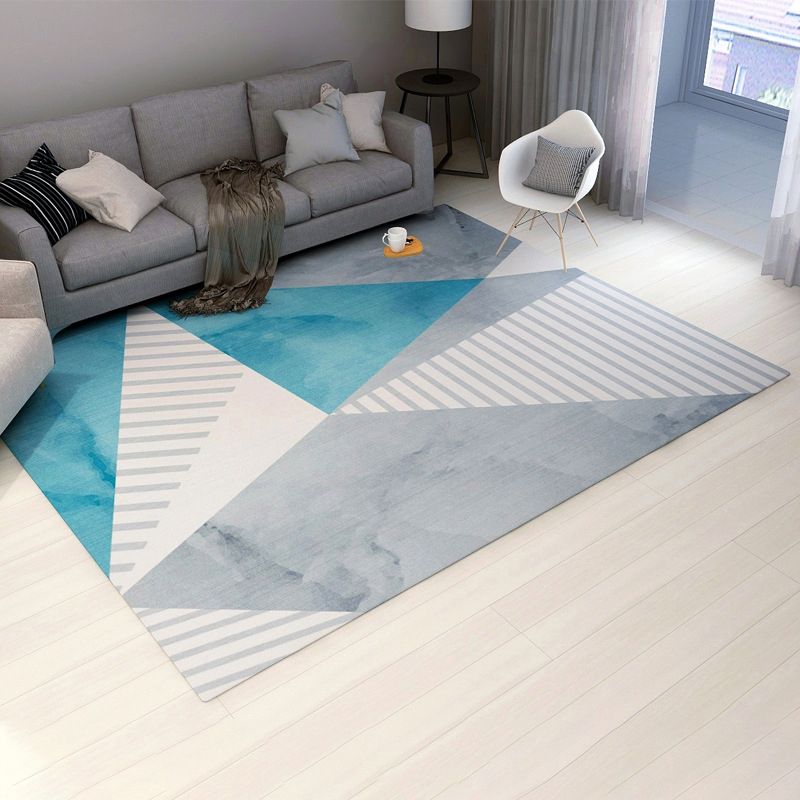 Grey Simplicity Rug Polyester Geometric Rug Washable Rug for Home Decor