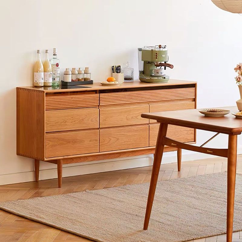 Modernism Horizontal Double Dresser Solid Wood Storage Dresser for Bedroom