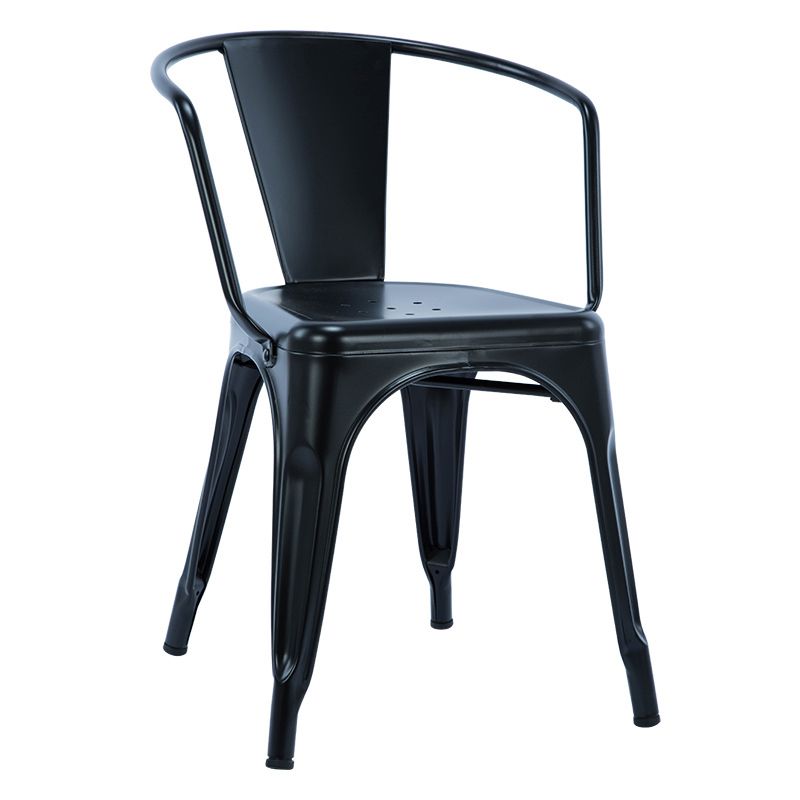 Industrial Dining Arm Chair Slat Back Side Chair with 4 Metal Legs for Home Use