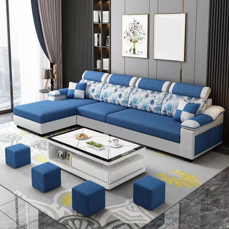 Modern Linen Sectional Sofa Pillow Top Arm Sectional for Living Room